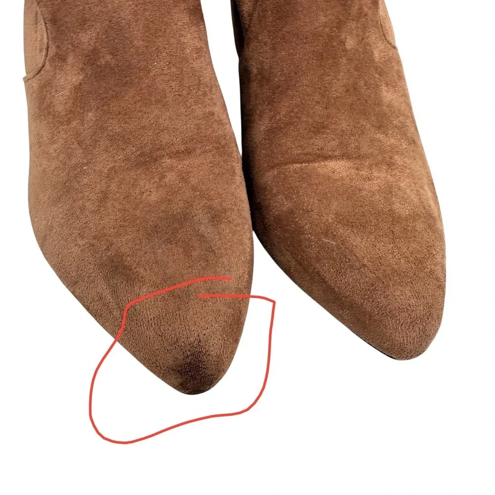 Tan Vegan Suede Over The Knee Boots EU 42‎ US 11 Block Heel Thigh High Boho Chic